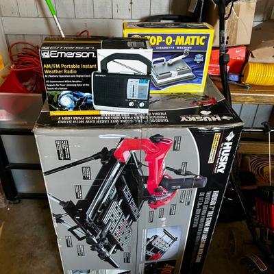 Garage with tools and storage cabinets