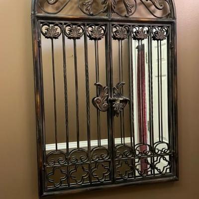 Wrought  Iron Garden Gate Mirror