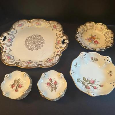 Pasco Bavaria Porcelain Serving Tray and Bowl and Rosenthal Germany Porcelain Berry Bowl Set