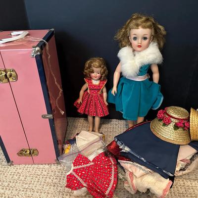 Vintage Miss Revlon Doll and Shirley Temple Doll with Wardrobe and Case