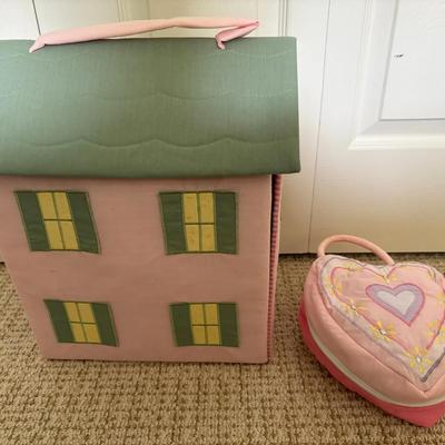 Pottery Barn Soft Cloth Dollhouse Playset – Complete Fabric House + Furniture + Dolls + Purse