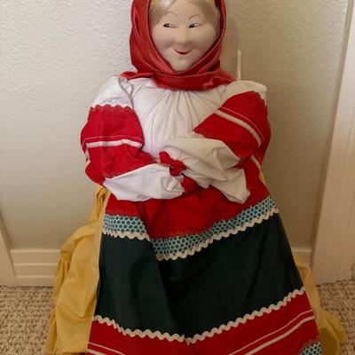 Vintage USSR Folk Cloth Doll Teapot Cover – Handcrafted Babushka Style – 1960s/70s – Tag Intact