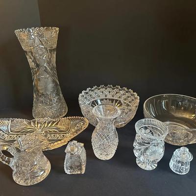 Assorted Cut Crystal Glassware Collection Vases Bowls and Serving Pieces