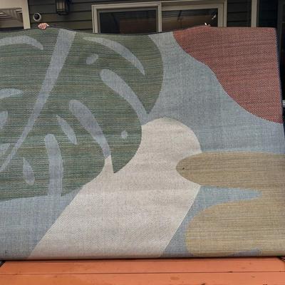 Baja Outdoor Area Rug 9' x 12' Blue/Green Abstract Leaf Design – Rugs.com