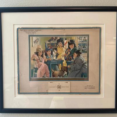 Framed 1941 Dionne Quintuplets Advertising Print – Troy Laundry Company Seasonal Greeting