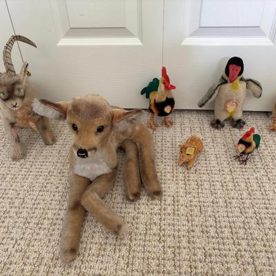 Vintage Steiff Mohair Animal Collection – LOT of 7 – Tags On – Germany