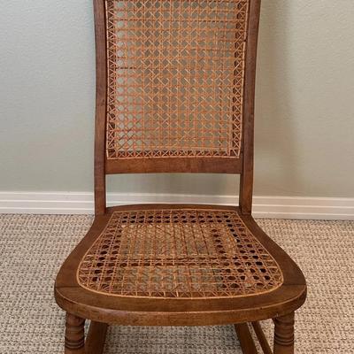Vintage Wooden Cane Seat & Back Rocking Chair