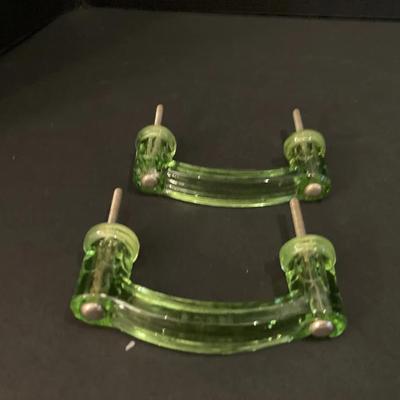 Lot of Vintage Green Glass Drawer Pulls and Cabinet Knobs