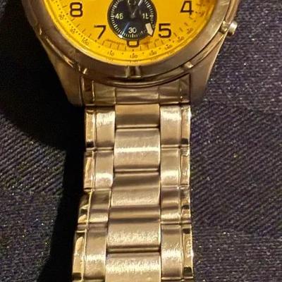 Citizen Chronograph Wristwatch – Yellow Dial, Stainless Steel Bracelet
