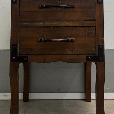 Solid Wood Two-Drawer Accent Table / Nightstand