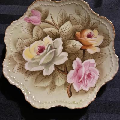 Beautiful vintage hand-painted porcelain floral plate