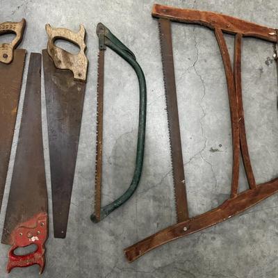 Lot of vintage and antique hand saws