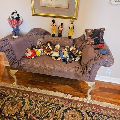 Sale Photo Thumbnail #103: Bench seat and various vintage dolls
