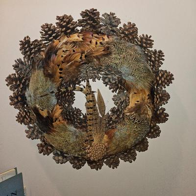 Sale Photo Thumbnail #96: Beautiful Feather and pinecone wreath