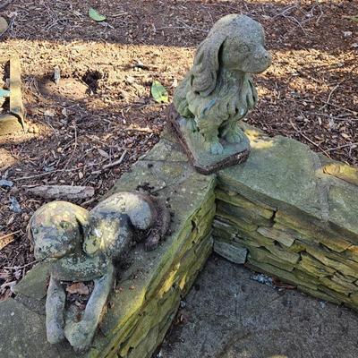 Cast stone dog figures 