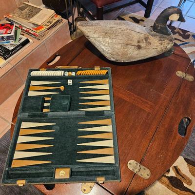 Sale Photo Thumbnail #48: Antique Decoy Swan Vintage Backgammon board game