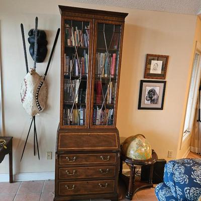 Sale Photo Thumbnail #50: Authentic African shield and spears and antique Bookcase/secretary