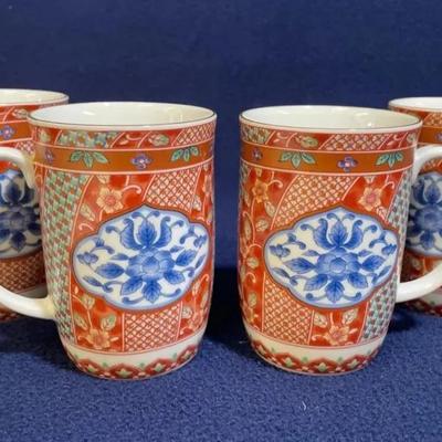 Otagiri Imari Crest Gilded Cups NIB, 4pcs 