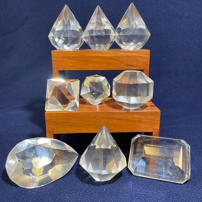 Crystal And Glass Paperweights, Various Shapes And Cut, 9pcs