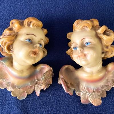 Vintage Italian Wall Hanging Cherub Angels, 2pcs