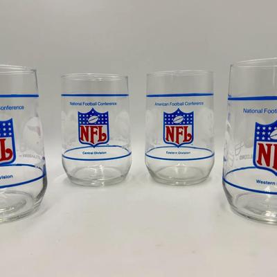 NFL Vintage Drinking Glasses 3 NFC 1 AFC 