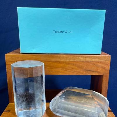 Tiffany And Co. Crystal Paperweight Lot, 2pcs