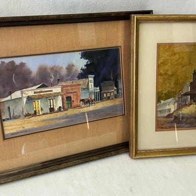 Main Street & Amador Hotel By David Halbach Lithograph On Paper 2 Pc.