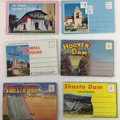 California Dams & Missions Postcard Books, Vintage (6pcs)