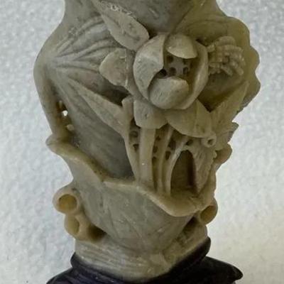 Chinese Soap Stone Hand Carved Vase