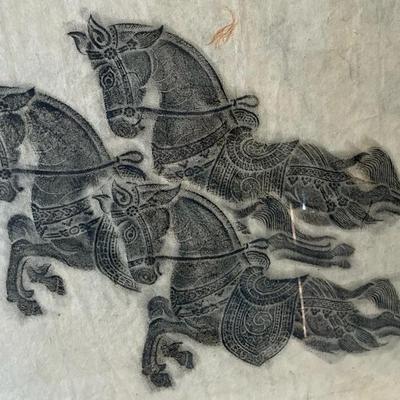 Temple Rubbing Of Three Galloping Steeds Circa 1980’s