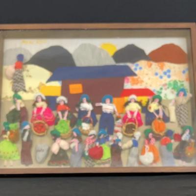 Shadow Box Containing Peruvian “Arpillera” Textile Art