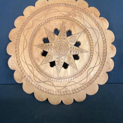 Vintage Hand-carved Wood Medallion