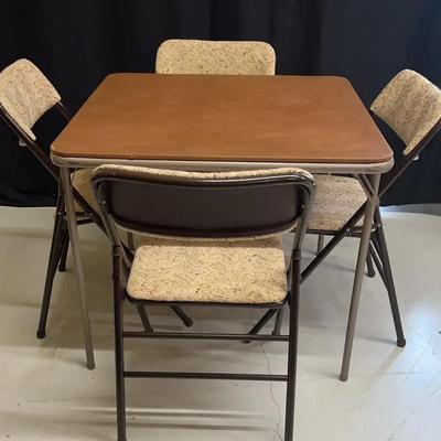 Samsonite Card Table with 4 Upholstered Folding Chairs