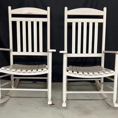 Set of White Wooden Rocking Chairs (2)