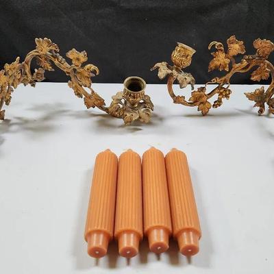 Brass Wall Hung Candle Holders 