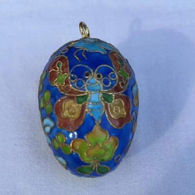 Vintage Cloisonné Butterfly Blue Egg