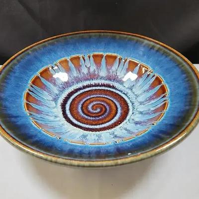 Bill Campbell Art Pottery Spiral Swirl Drip Glaze Bowl