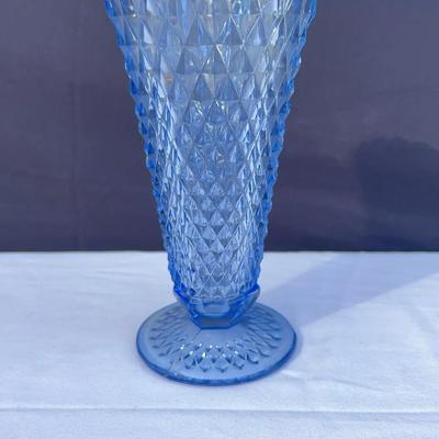 Vintage Indiana Glass Blue Diamond Point Vase