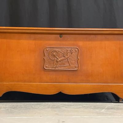 Lane Cedar Chest with Spinning Wheel Design on Front