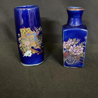 Small Blue Vases Made in Japan