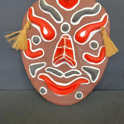 Asian Mask Reproduction - Pottery to Hang on Wall