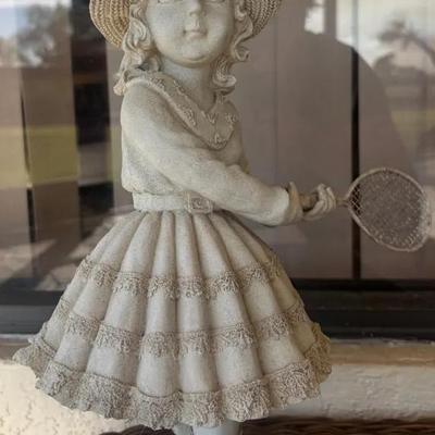 Decorative Garden Statue of Girl with Racket 