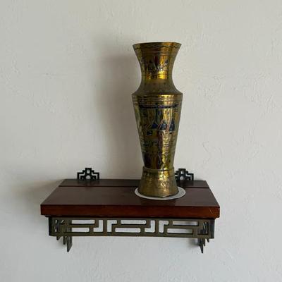 Asian Decorative Art Lot Featuring Brass Vase and Carved Figurine