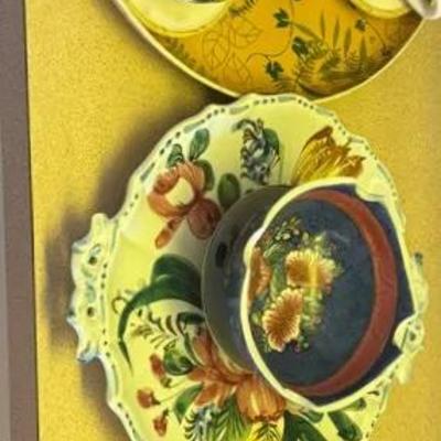 Tropical Palm Tree Tea Set with Tray – Teapot, 4 Cups & Saucers