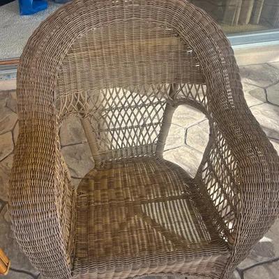 Woven Wicker Barrel-Back Armchair – Natural Finish