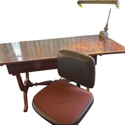 Vintage Writing Desk Set with Chair & Adjustable Desk Lamp 