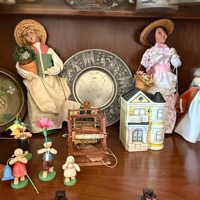 Assorted Vintage Figurines, Miniatures, and Decorative Collectibles Display Lot