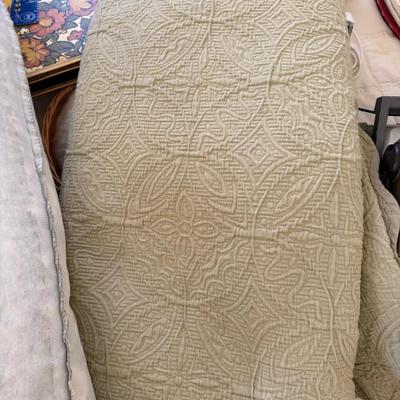 Sage Green Quilted Bedspread & Matching Pillow Shams