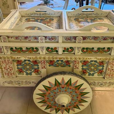 Hand-Painted Costa Rican Ox Cart Style Wooden Storage Cart by Fábrica de Carretas Joaquin Chaverri S