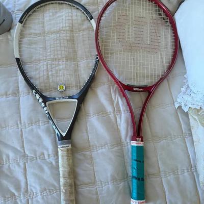 Wilson Tennis Racquet Lot (2): Black/White & Red Vibra Control Frames